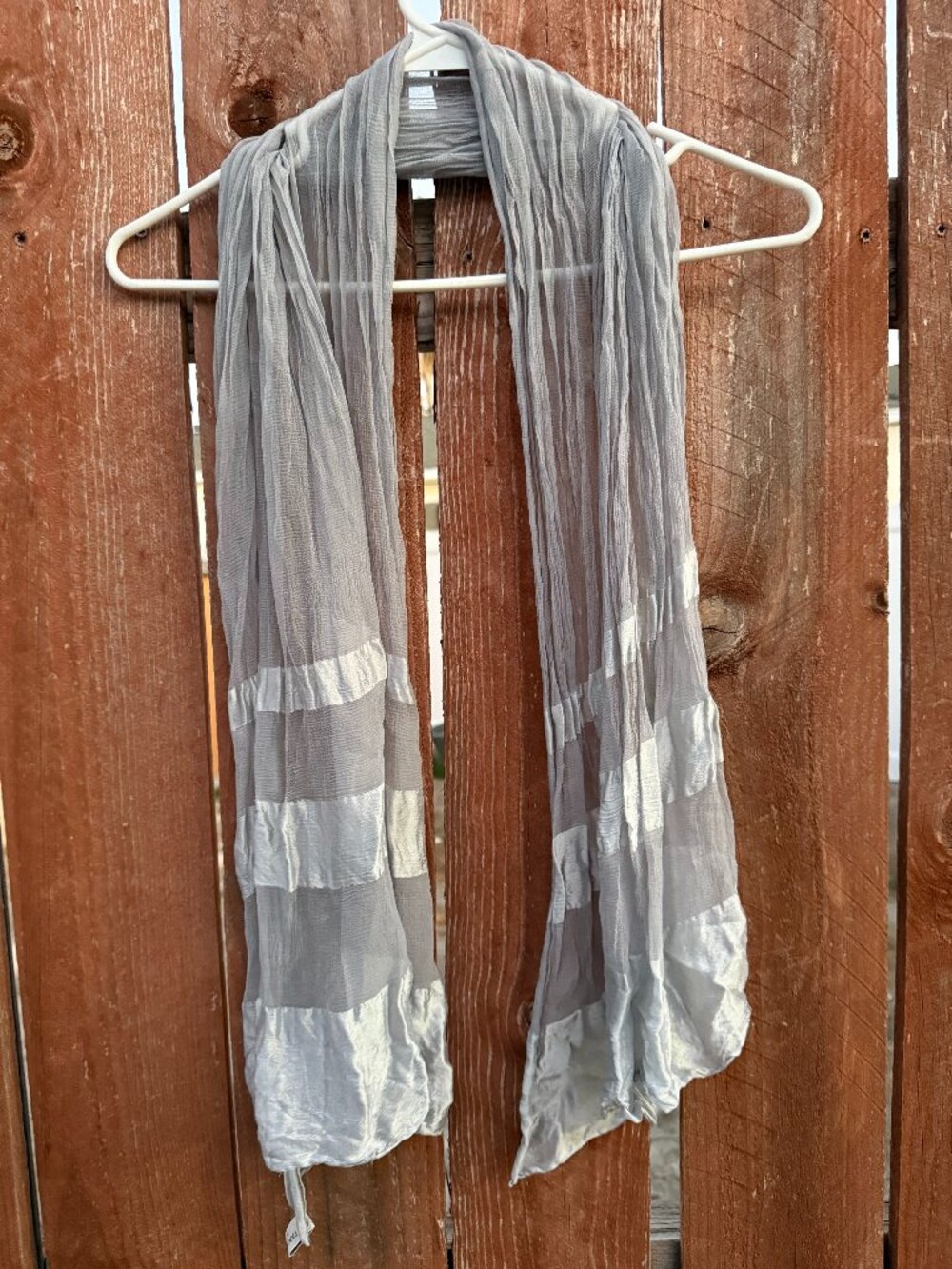 Vintage Takashimaya New York Gray Silk Chiffon Scarf One Size
